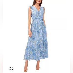 Vince Camuto | Airy Blue Coastal Hues Midi Maxi Dress New